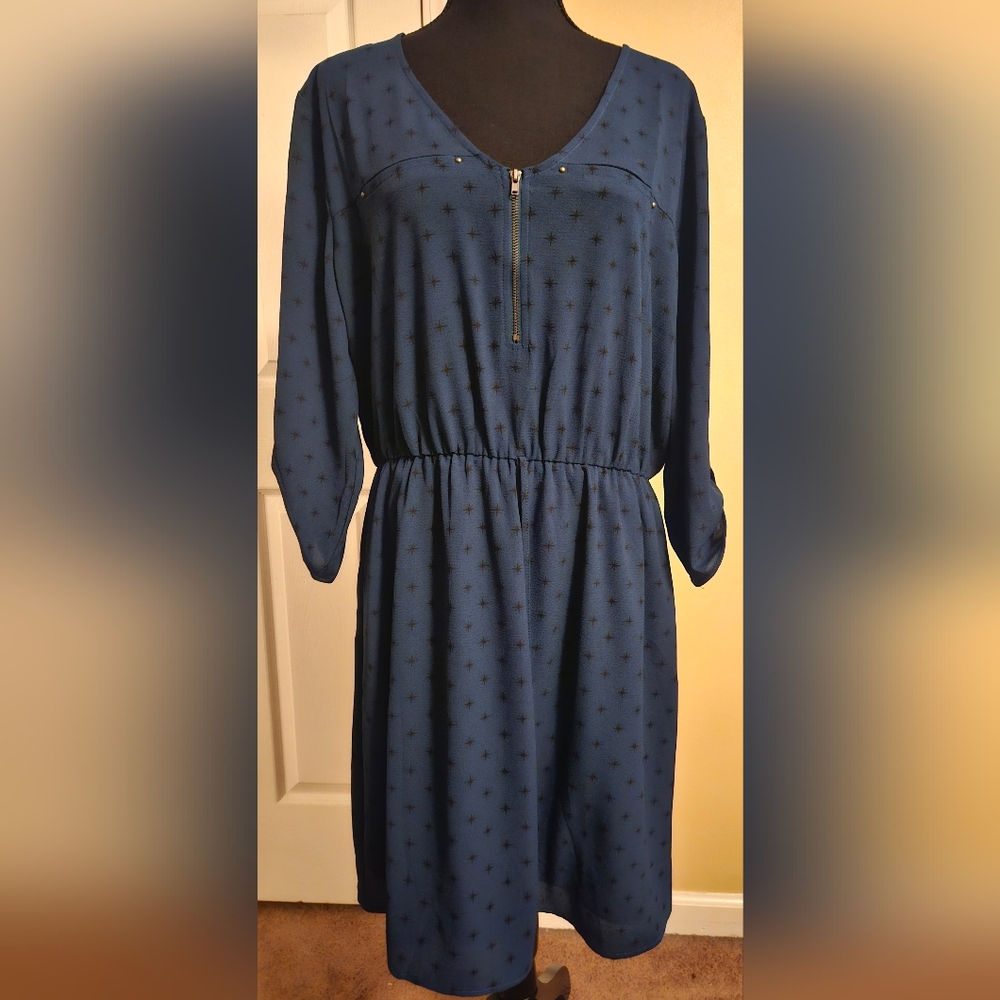 Maurices Turquiose Long Sleeve Polo Collar Dress